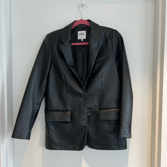 Zara Faux Leather Oversized Blazer - Picture 2 of 3